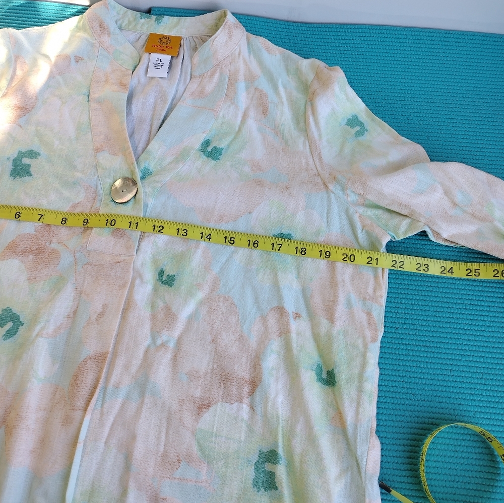 NWT Ruby Rd Womens Pullover Roll Tab Sleeves Floral Multicolor Blouse Size PL - Picture 8 of 11